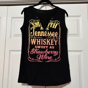 Black Tennessee Whiskey Tank Top with Grommets Deep V